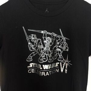 Star Wars Celebration 6 Mickey Mouse Donald Duck Goofy Jedi Disney Black T-Shirt